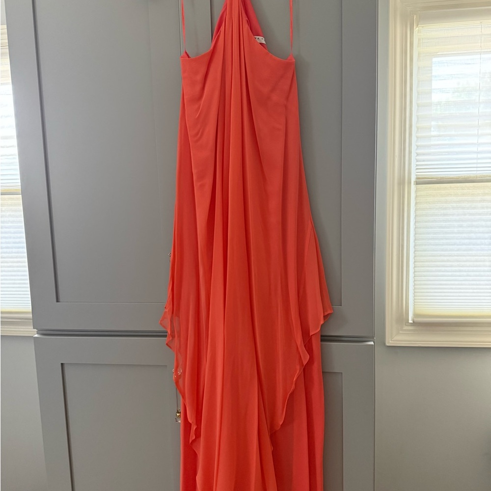 Trina Turk Elegant Coral Halter Dress Silk Size 8